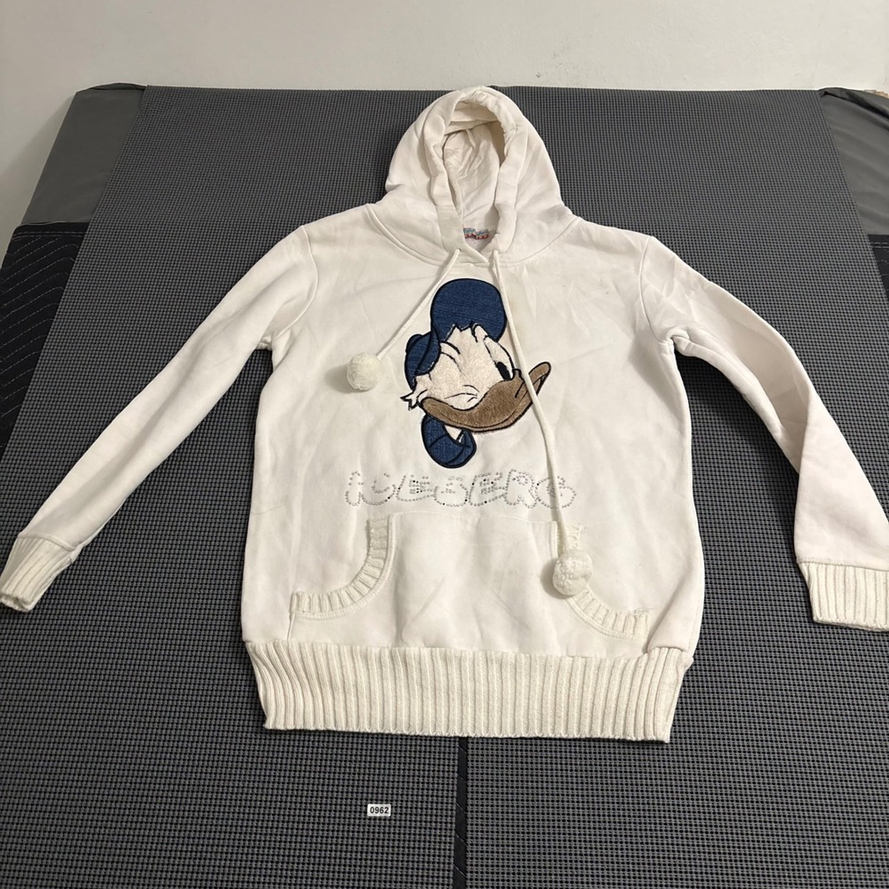 Iceberg History Womens Small Donald Duck Rhinestone Hoodie White Disney Y2K